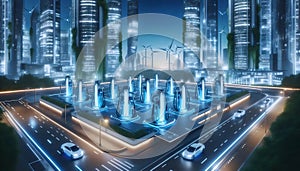 Hydrogen-powered office complex, Ai generated image