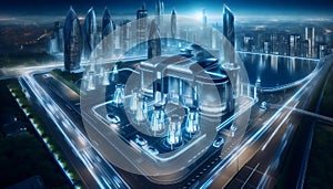 Hydrogen-powered office complex, Ai generated image