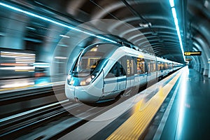 Hydrogen Powered Subway Train in Underground Station