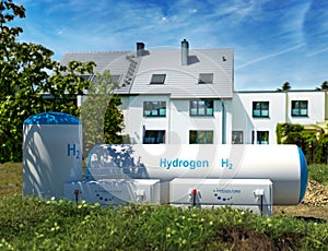 Hydrogen renewable energy production - hydrogen gas for clean electricity at real estate home