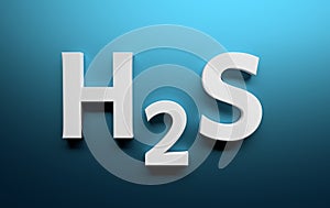 Hydrogen sulfide molecule on blue background