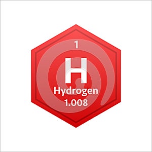 Hydrogen symbol. Chemical element of the periodic table. Vector stock illustration.