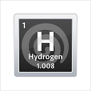 Hydrogen symbol. Chemical element of the periodic table. Vector stock illustration.