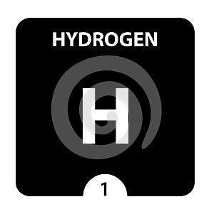 Hydrogen symbol. Sign Hydrogen with atomic number and atomic weight. H Chemical element of the periodic table on a glossy white