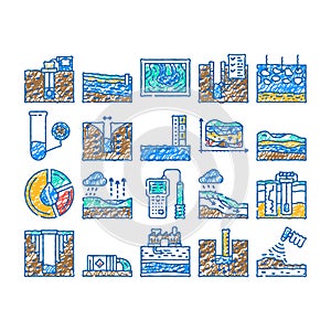 hydrogeologist industrial icon hand drawn photo