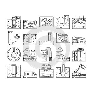 hydrogeologist industrial icons set vector photo
