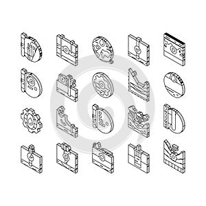 hydrogeologist industrial isometric icons set vector photo
