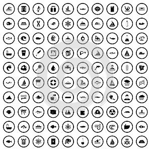 100 hydrology icons set, simple style photo