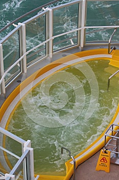 Hydromassage mini-pool on deck of cruise liner. Barcelona, Spain