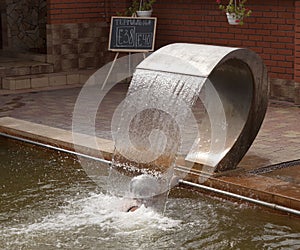 The hydromassage in the pool with thermal waters in Beregovo