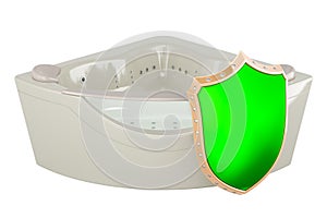 Hydromassage tub with shield. 3D rendering