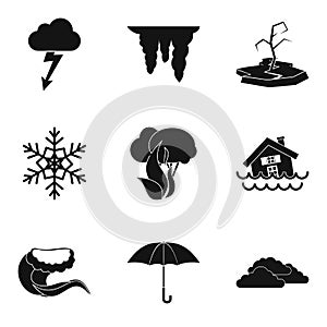Hydrometeorological service icons set, simple style