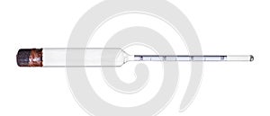 Hydrometer for alcohol isolated on a white background.
