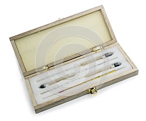 Hydrometers for measuring degree of alcohol  in white background