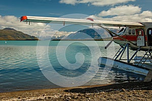 Hydroplane landed on Naknek Lake in Katmai NP, Alaska