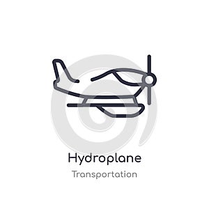 hydroplane outline icon. isolated line vector illustration from transportation collection. editable thin stroke hydroplane icon on