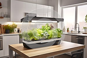 Hydroponic garden in a kitchen