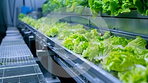 Hydroponic lettuce cultivation in greenhouse