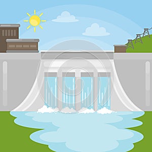 Hydropower dam illustration.