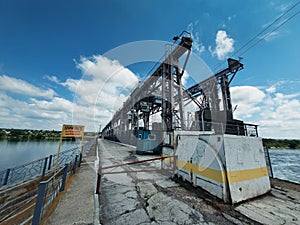 Hydropower Plant on the Nistru river in Dubasari Dubossary, Moldova. Hydro power station, water dam, renewable electric energy