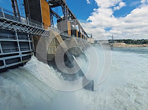 Hydropower Plant on the Nistru river in Dubasari Dubossary, Transnistria, Moldova. Hydro power station, water dam, renewable