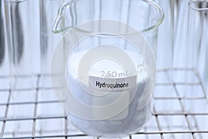 Hydroquinone in chemical container , chemical in the laboratory and industry