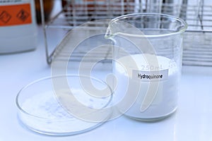 Hydroquinone in chemical container , chemical in the laboratory and industry