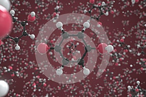 Hydroquinone molecule, ball-and-stick molecular model. Chemical 3d rendering