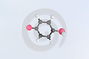 Hydroquinone molecule, isolated molecular model. 3D rendering