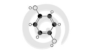 hydroquinone molecule, structural chemical formula, ball-and-stick model, isolated image benzene-1.4-diol