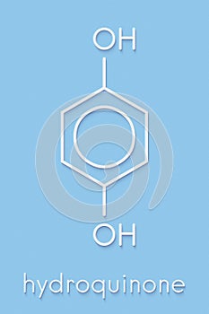 Hydroquinone reducing agent molecule. Used in development of photographic film. Skeletal formula.