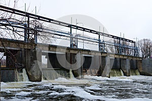 Hydrotechnical structure on river Iput in Gomel region, Belarus photo