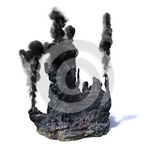 Hydrothermal vents, black smoker, isolated on white background