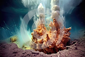 hydrothermal vents releasing hot water and minerals