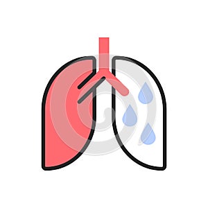 Hydrothorax, lung disease, exudative pleurisy type flat illustration