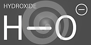 Hydroxide anion, chemical structure. Skeletal formula. Vector illustration
