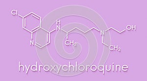 Hydroxychloroquine malaria drug molecule. Skeletal formula.