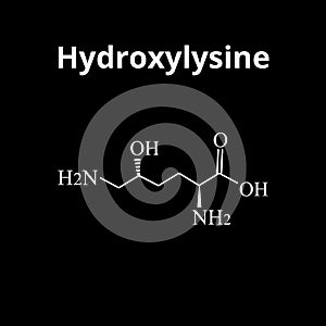 Hydroxylysine is an amino acid. Chemical molecular formula Hydroxylysine amino acid. Vector illustration on isolated