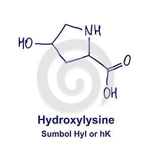 Hydroxylysine chemical structure. Vector illustration Hand drawn