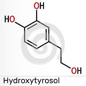 Hydroxytyrosol molecule. It is catechol. Skeletal chemical formula photo