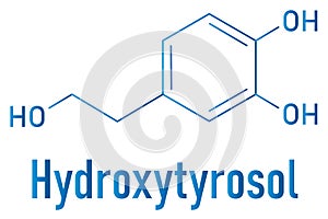 Hydroxytyrosol olive oil antioxidant molecule. Skeletal formula. photo
