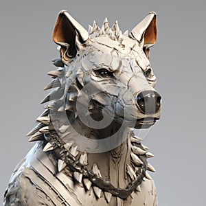 Hyena 3d Model With Metal Texture On White Background