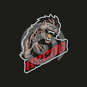 Hyena mascot logo design vector with modern illustration concept style for badge, emblem and t shirt printing. Angry hyena