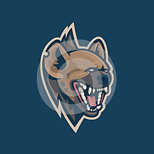 Hyena mascot logo with wide open fanged mouth.