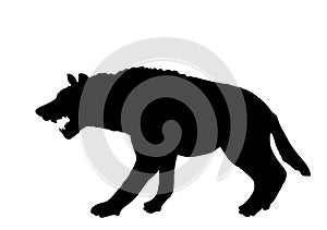 Hyena vector silhouette illustration isolated on white background. Wild animal from Africa.