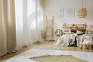 Hygge style bedroom interior photo