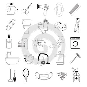 Hygiene And Bathroom Icons Set