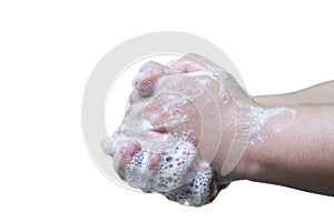 Hygiene. Cleaning Hands. Washing hands with soap bubbles for protect coronavirus or covid-19,