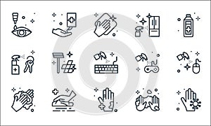 Hygiene line icons. linear set. quality vector line set such as hand wash, hand wash, hand wash, hands, cleaning, keys, console,