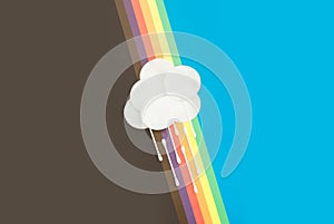 Hygiene products like rain on a rainbow background